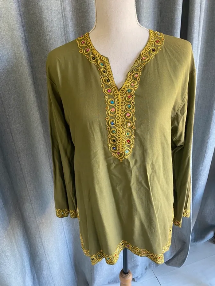 Tunique courte djellaba kaki