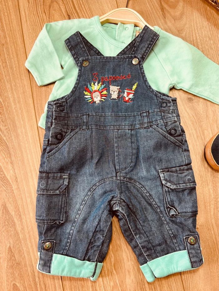 Taille 1 mois ensemble 2 pièces garçon orchestra boîte à malices bleu et turquoise * indien * 💙 - photo numéro 2