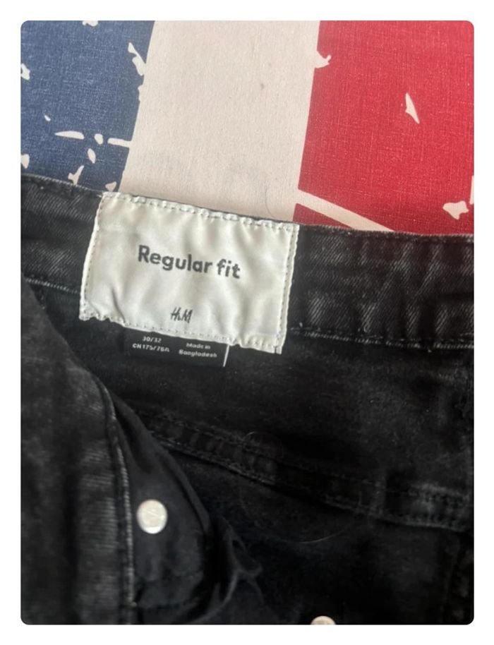 Jeans H&M taille 40 noir chiné regular fit coupe droite - photo numéro 3