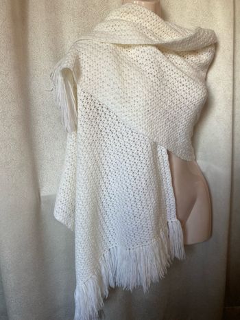 Large écharpe tricot blanc cassé
