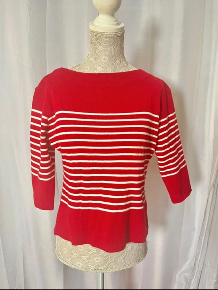 Petit pull rayé blanc rouge Joe taille 36 S