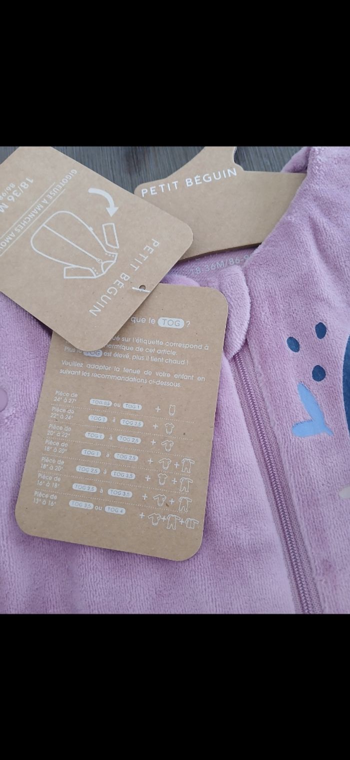 Turbulette gigoteuse fille en velours petit beguin 18/36 mois - photo numéro 3