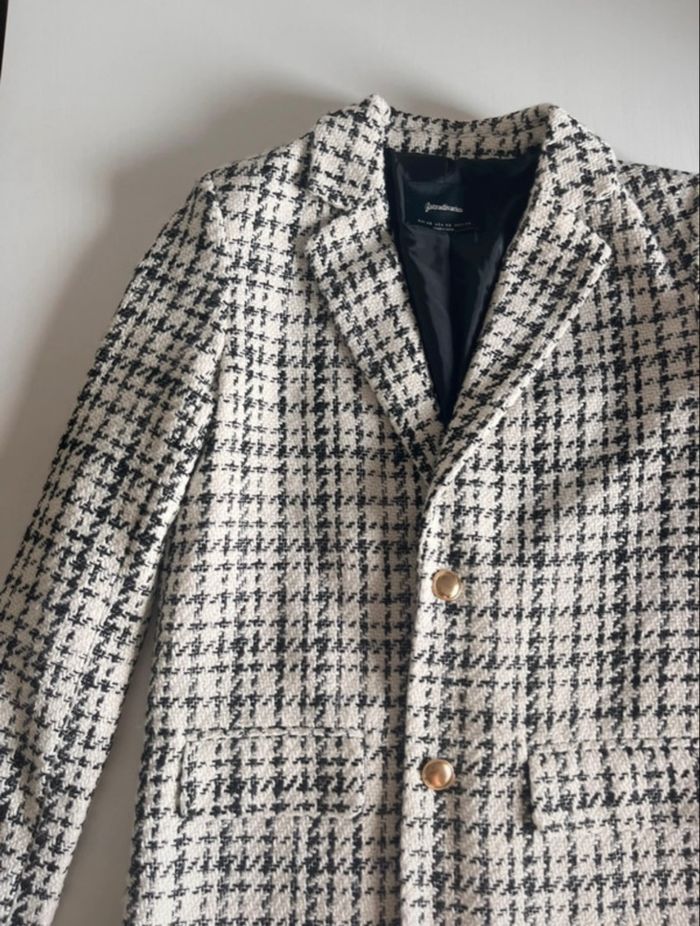 Blazer à carreaux noir et blanc