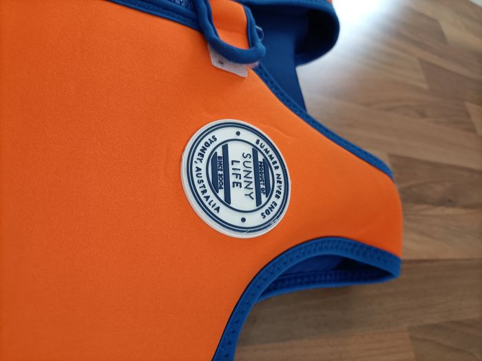Gilet flottaison requin bleu et orange 15-18 kg - photo numéro 4
