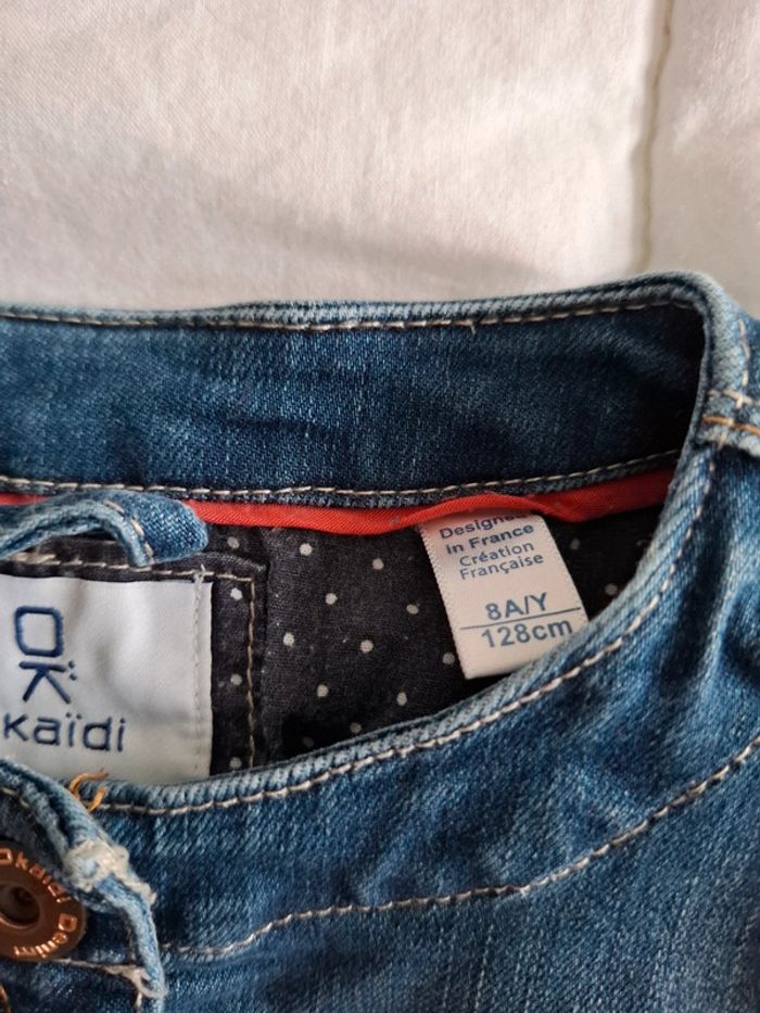 Veste en jean Okaïdi 8 ans bleu à pressions - photo numéro 6