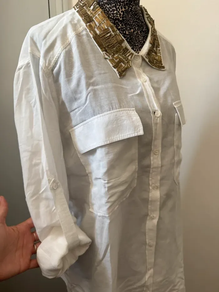 Chemise blanche IKKS coton & soie – Taille 42 - photo numéro 3