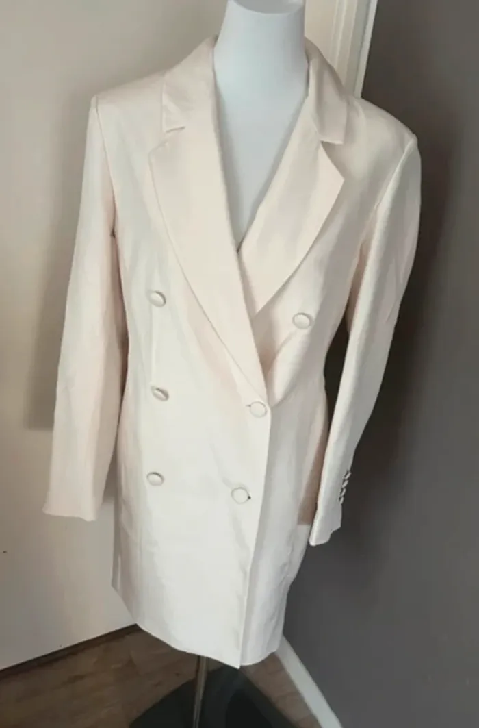 H&M, veste, blazer, longue beige, neuf avec étiquette femme, taille 38