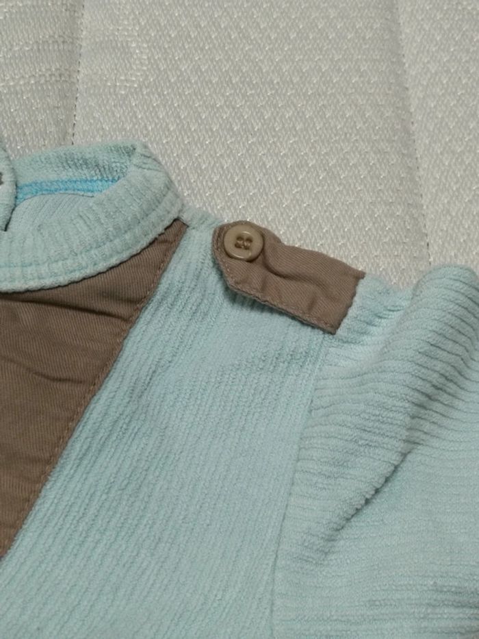 Grenouillère velours bleu marron PB 6m - photo numéro 3