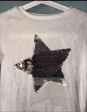 Pull tout doux blanc sequins étoile taille 9-10ans