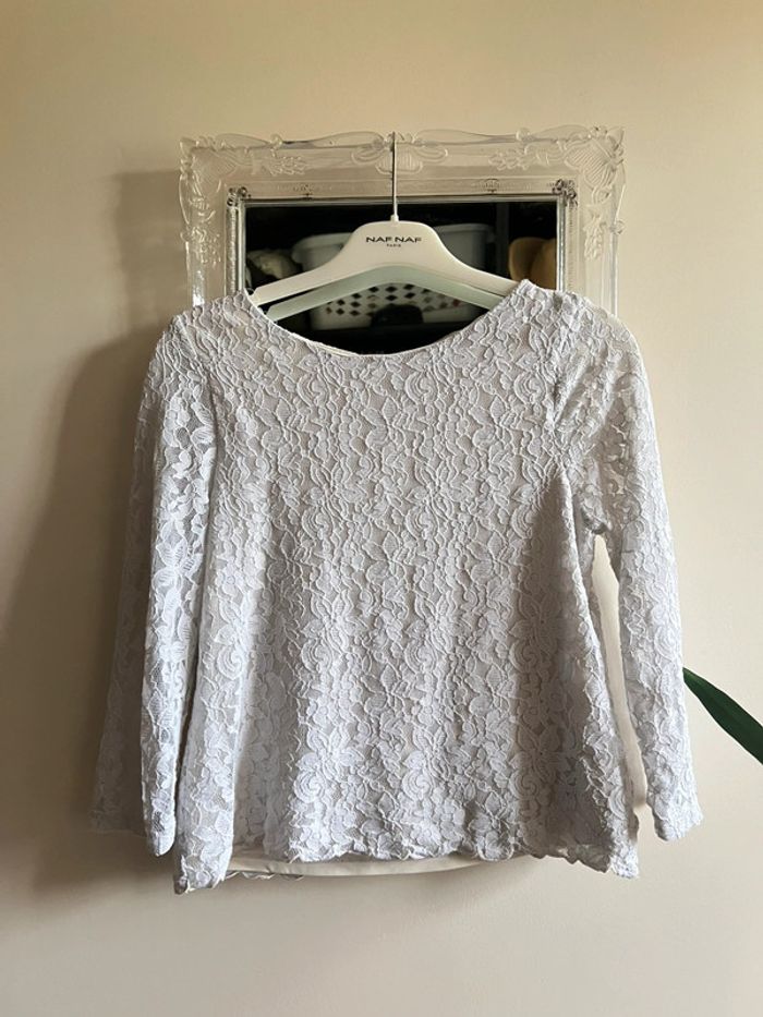 Haut blanc en dentelle H&M – Taille 14 ans - photo numéro 3