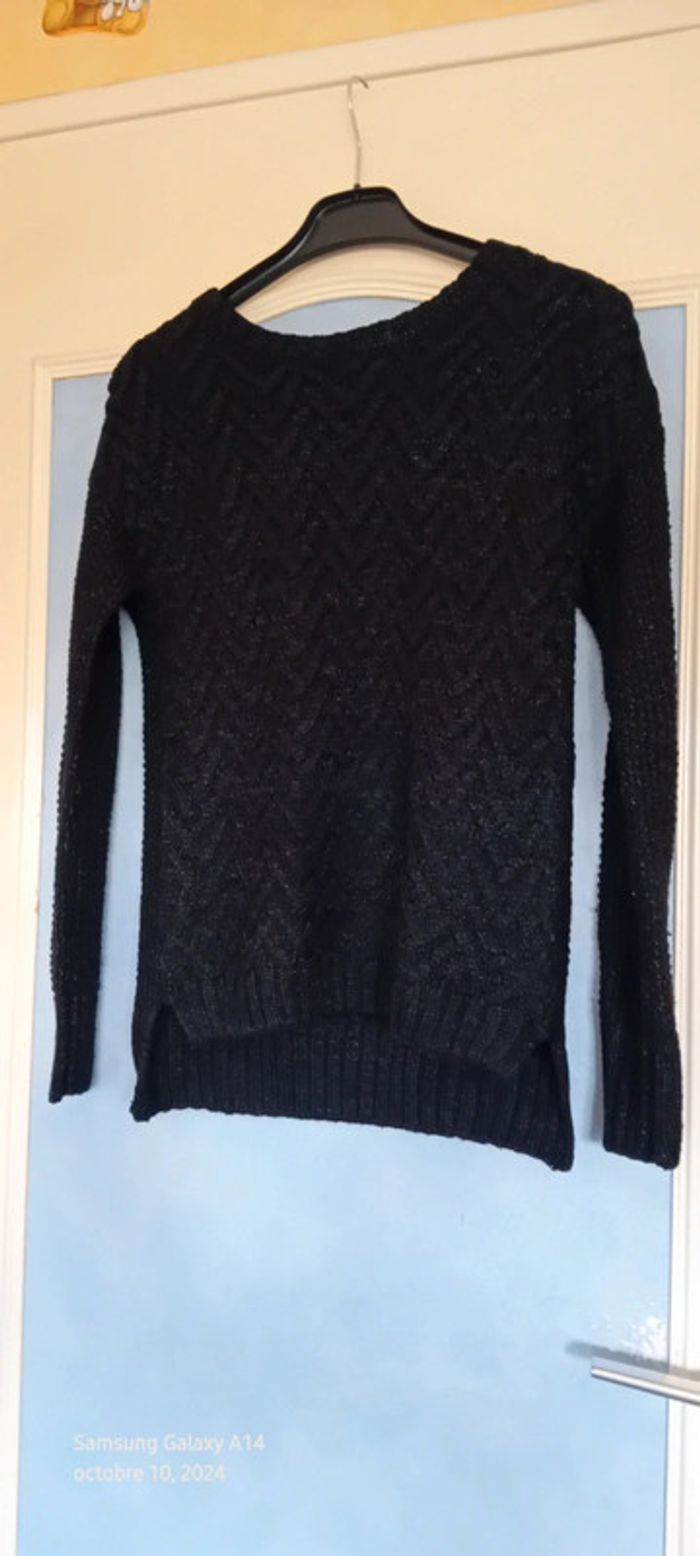 Pull long de fête noir fil métallisé avec torsades fille 12 ans kiabi - photo numéro 4