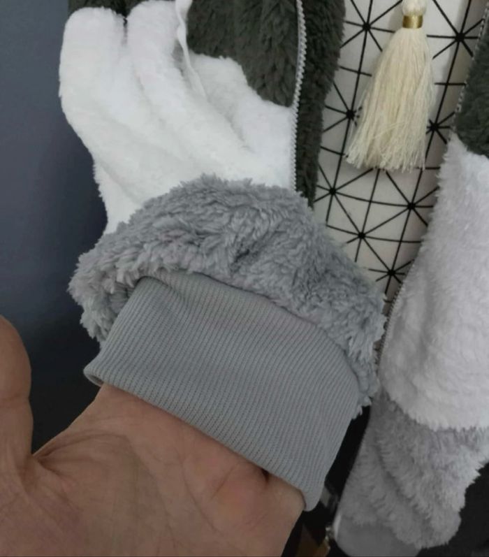 Veste Oversize à Capuche Femme Grande Taille 58 – Patchwork Gris & Blanc, Doublée Polaire, Chaude & Tendance ❄️ - photo numéro 8