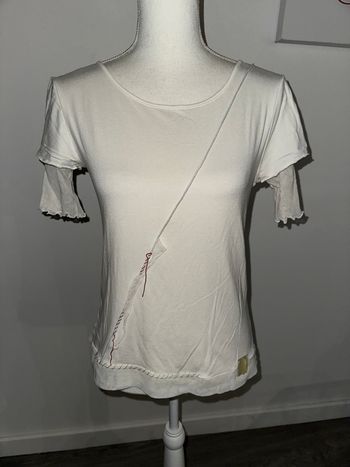 T-shirt blanc et rouge mesh et tulle Cop Copine T38 M