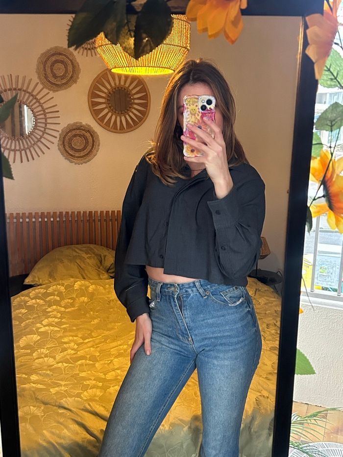 👚 Chemise courte grise – Zara – Taille S - photo numéro 2