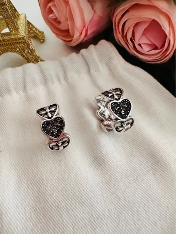 Boucles d’oreilles argentées cœur nœuds – vibes dophipop