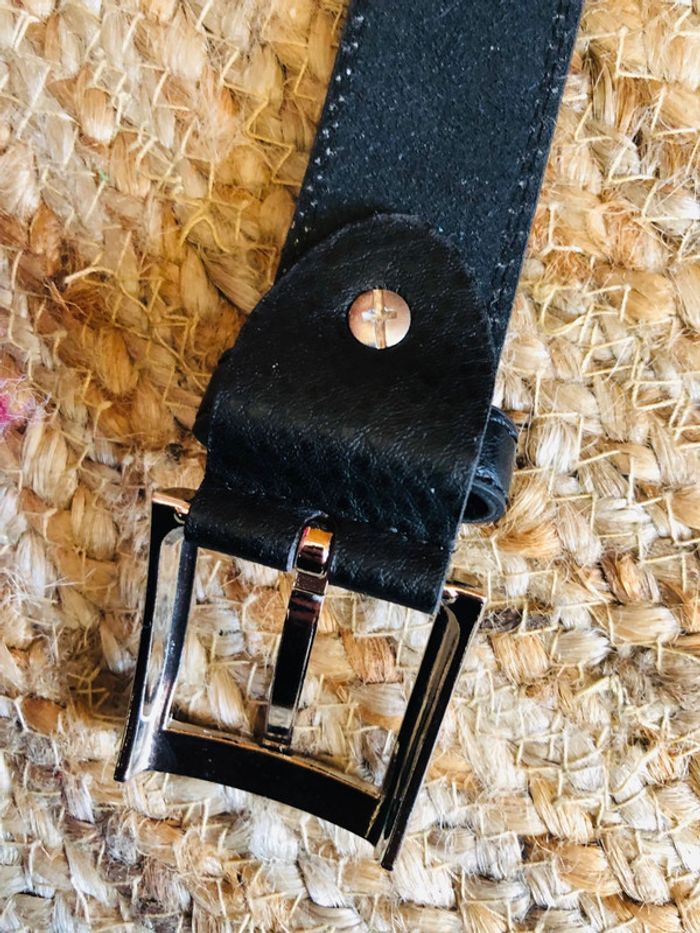 Ceinture homme cuir noir neuve black leather belt - photo numéro 9