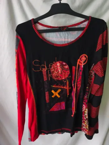 Haut manche longue - taille 36 - Rouge Soleil