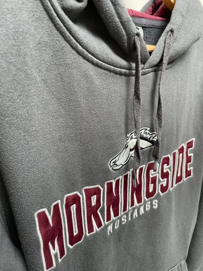 Varsity Grey Hoodie Morningside Mustangs Iowa University Mens S - photo numéro 7