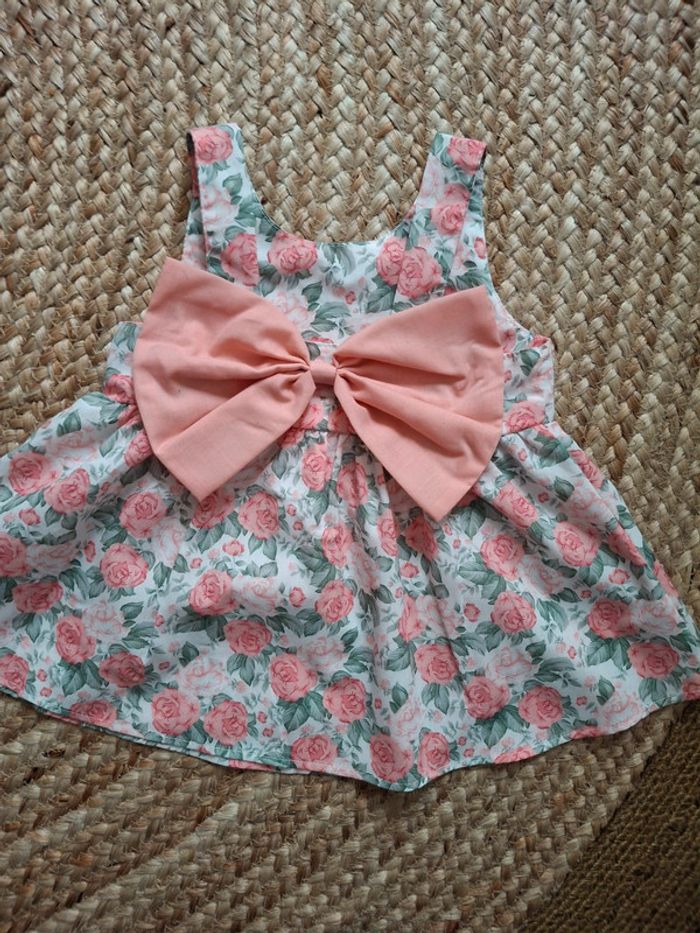 Robe coton fleurs et noeud 12 mois - photo numéro 3