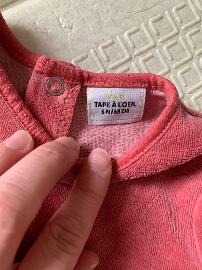Lot de 2 pyjamas velours tao 6 mois tbe - photo numéro 3