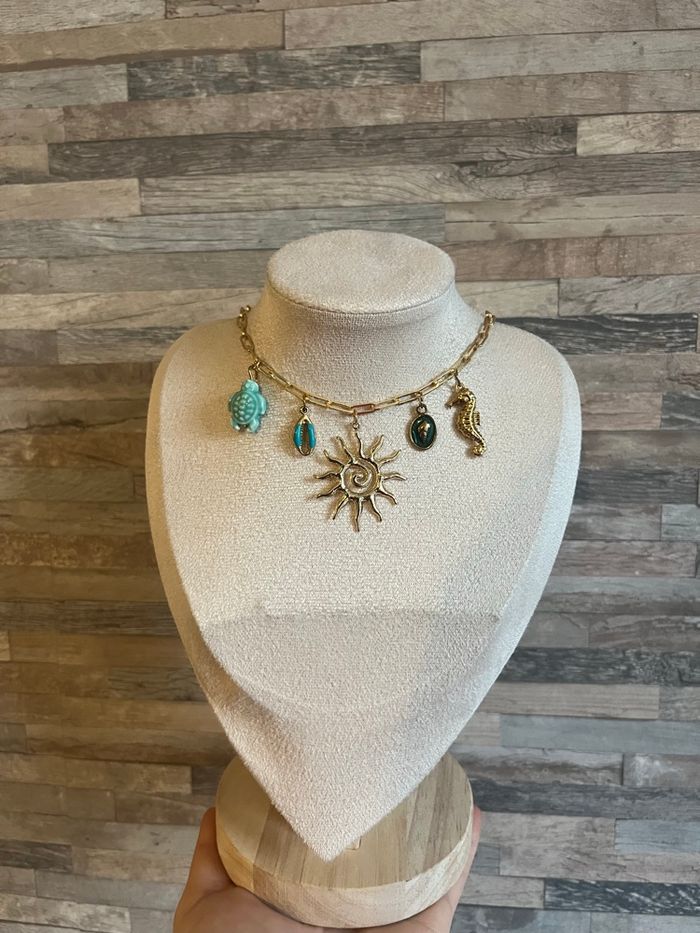 Collier charms, breloques, fait main, acier inoxydable, tendance - photo numéro 3