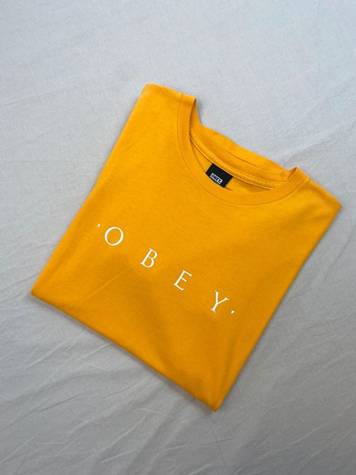 T-shirt OBEY Jaune Moutarde, Homme, S (300)
