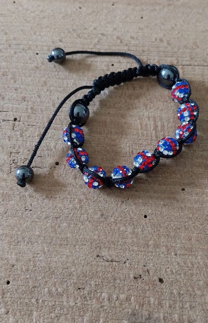 Lot de 3 Bracelets perles strass style Shamballa motif anglais et 4 perles d'hématite - photo numéro 6