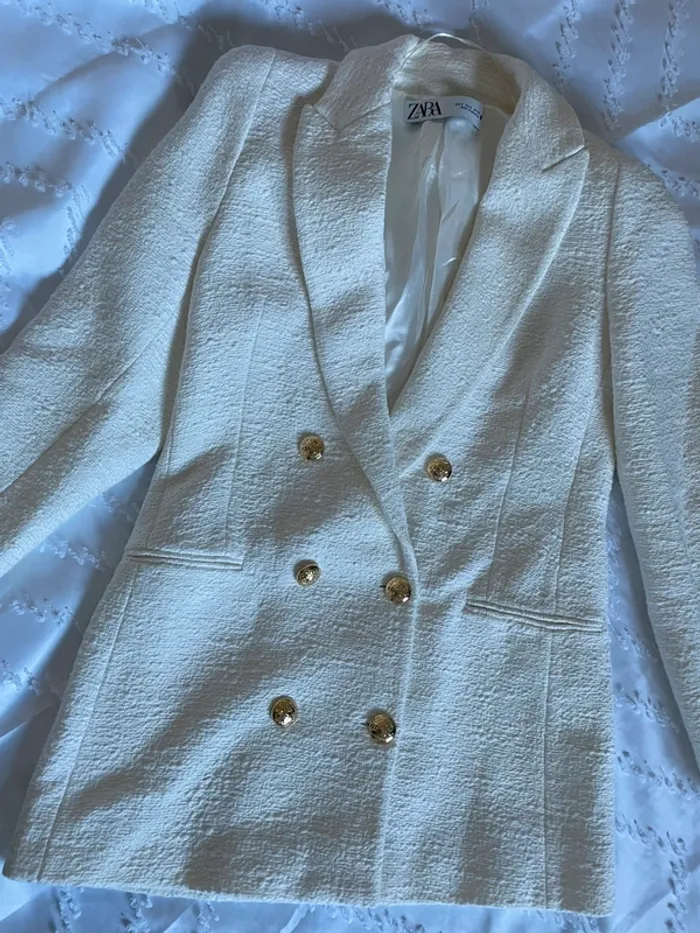 Veste blazer Zara tweed croisé taille S - photo numéro 5