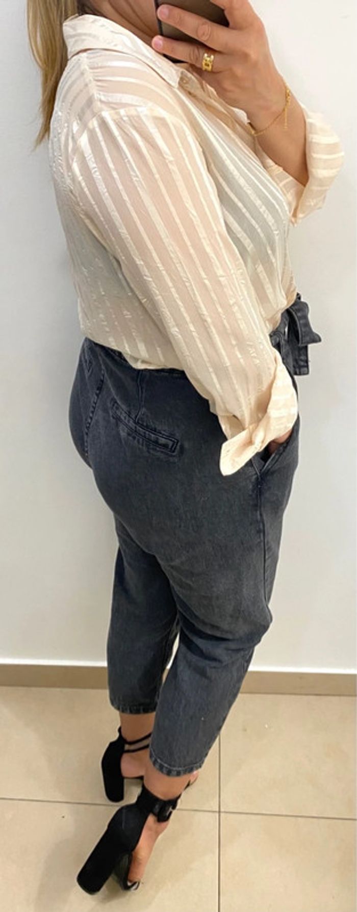Chemise fluide Mango crème taille M - photo numéro 6