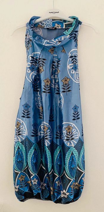 Robe Satin Bleu Motifs Taille S/36