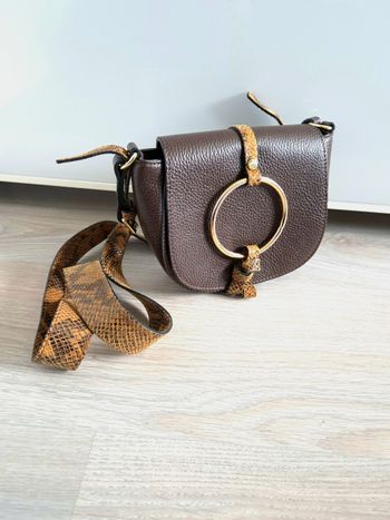 Sac a main marron en cuir the genuine leather 