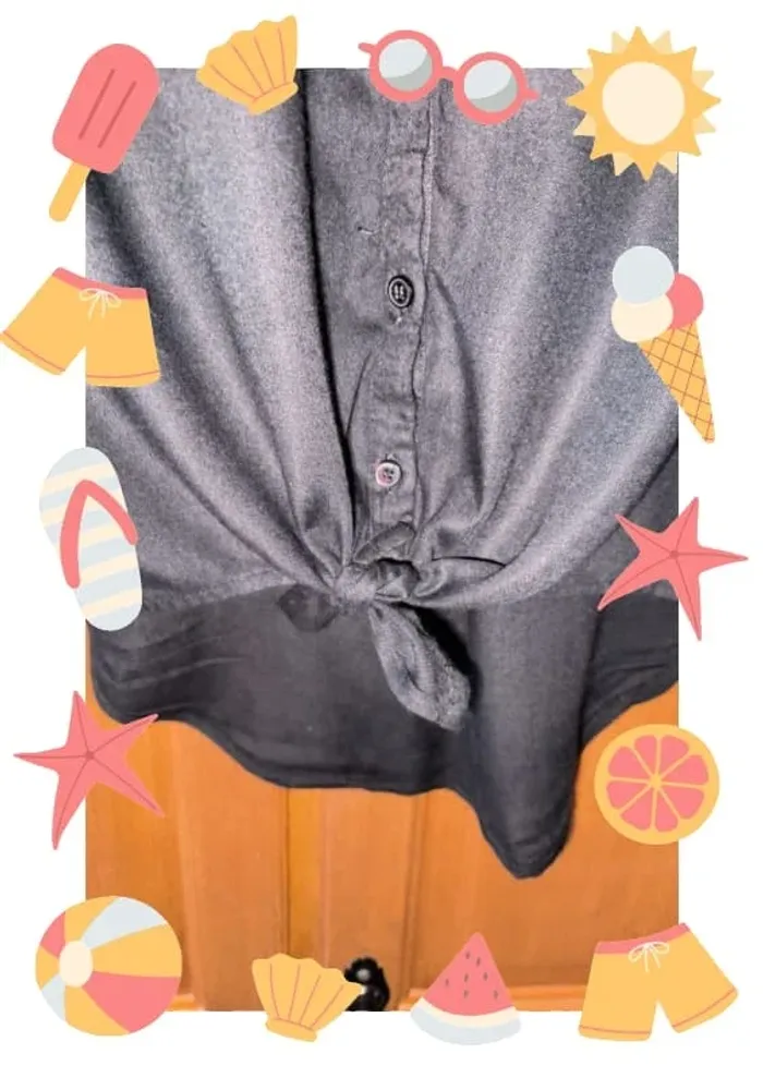 Top noir boutonné sans manche à noué 14 ans - photo numéro 4