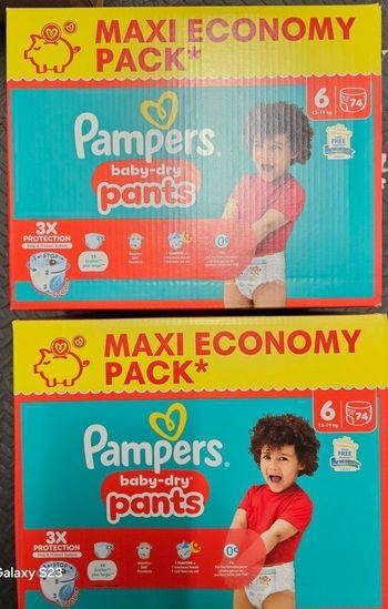 2 cartons de couches Pampers pants taille 6