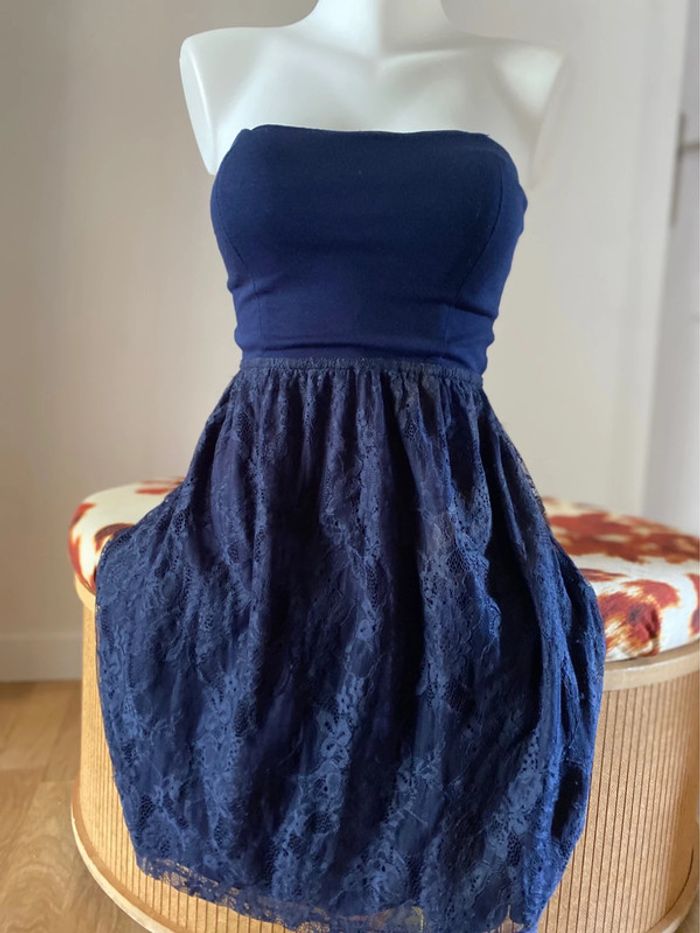Robe bustier bleu marine dentelle - photo numéro 2