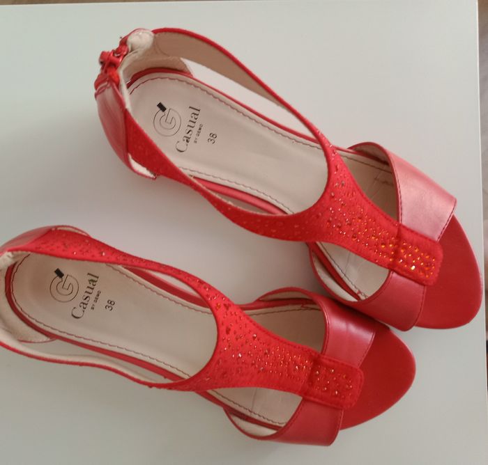 Sandales compensées corail Casual by Gémo - photo numéro 4