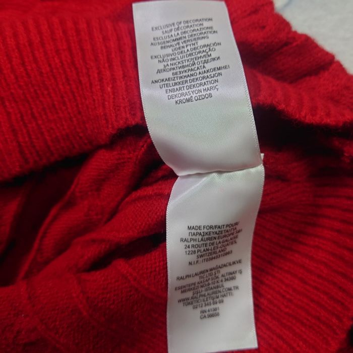 Pull torsadé col rond Polo Ralph Lauren rouge taille S logo brodé jaune - photo numéro 5