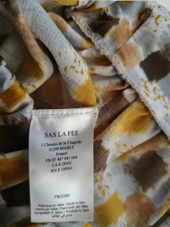 jupes mi-longue La Fee Maraboutee taille haute à motifs jaune marron gris taille L - photo numéro 8