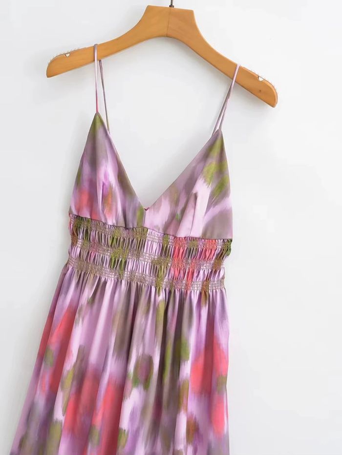 Robe longue fluide rose lila colorée – Taille S – Neuf - photo numéro 4