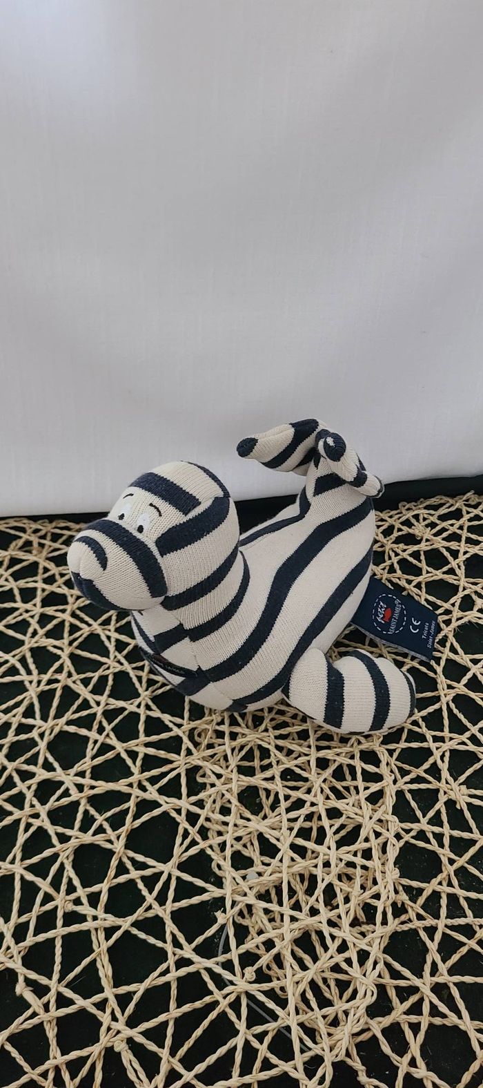 Doudou peluche phoque rayé marinière bleu blanc Tricot Saint James - photo numéro 3