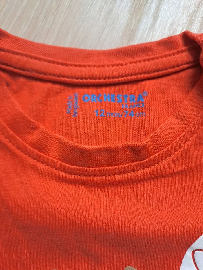 T-shirt reporter orange 12M Orchestra - TBE - photo numéro 2