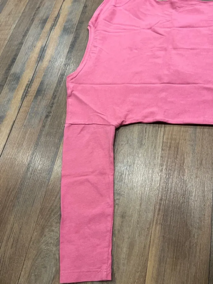 T-shirt manches longues rose motif chat et caniche - photo numéro 5