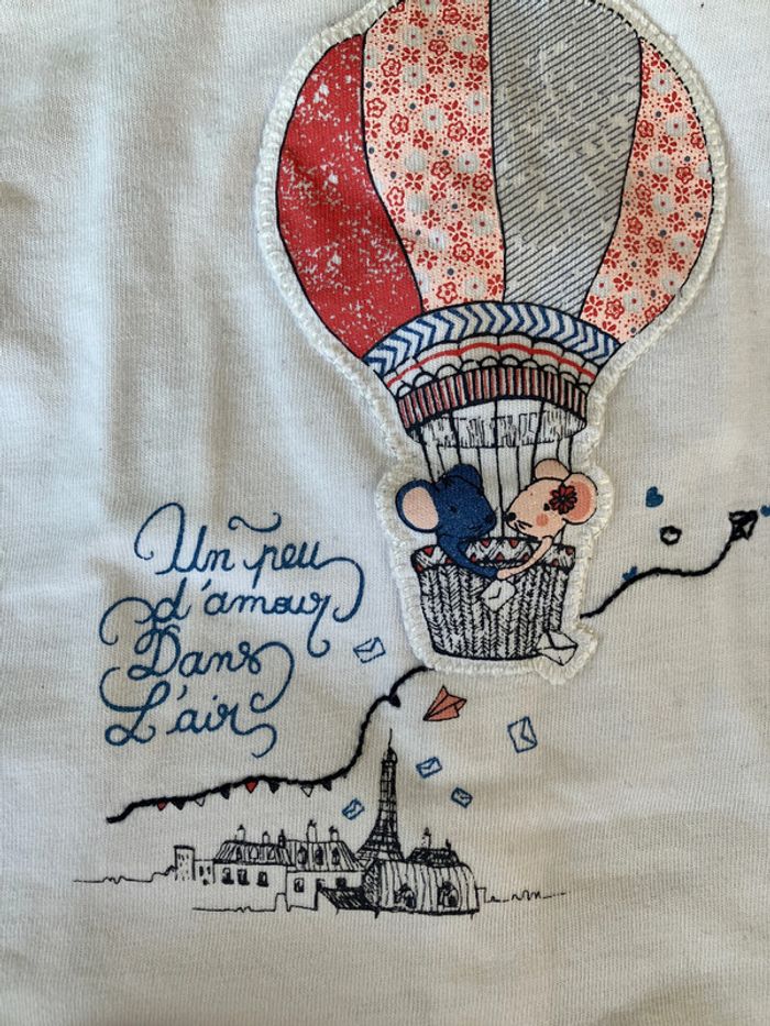 Bel ensemble assorti (t-shirt et pantalon) rose et blanc thème amour fille - 6 mois - sergent major - photo numéro 5