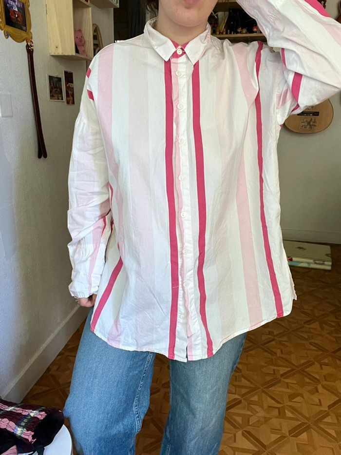 Chemise oversized rayée rose et blanche Lefties 36 - photo numéro 5