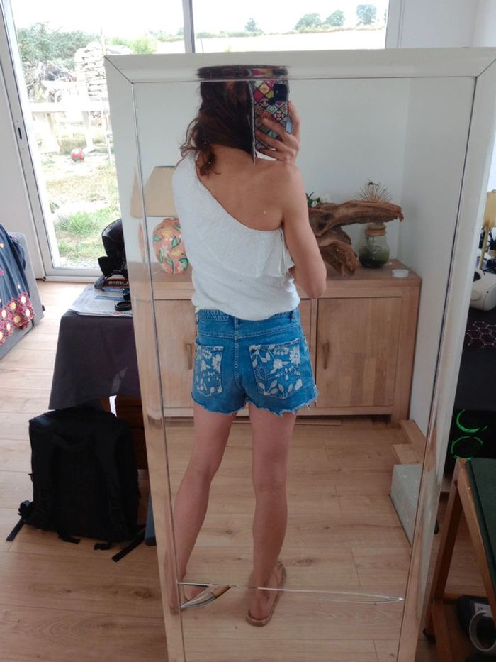 Top femme s épaule dénudée type broderie anglaise c84 - photo numéro 5