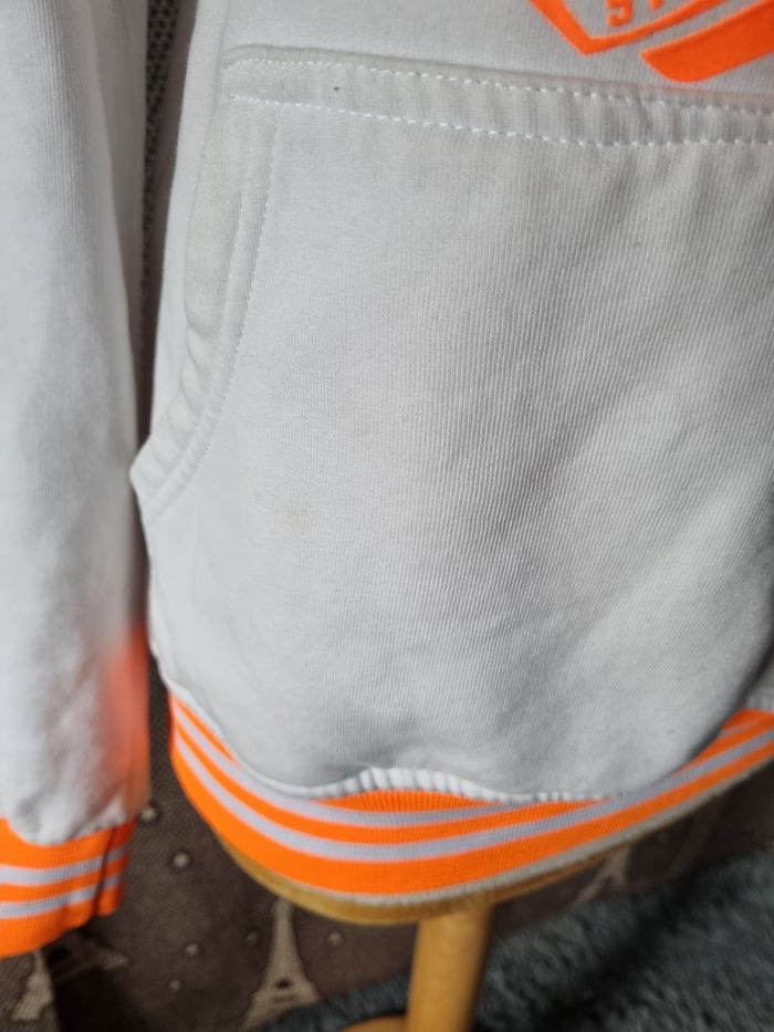 Sweat à capuche blanc et orange fluo taille M mixte - photo numéro 4