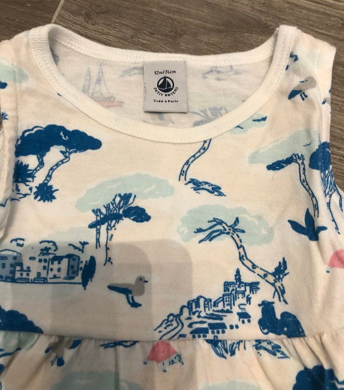 Robe blanc rose poudré Petit Bateau 12 mois - photo numéro 2