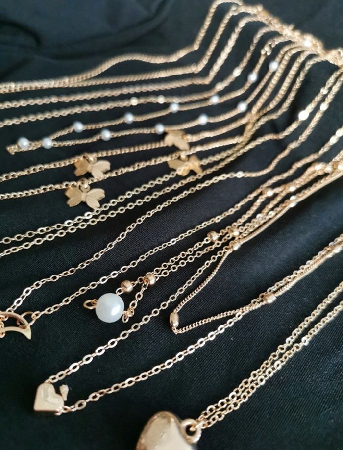 A42 lot de 10 collier chaîne doré or tendance réglable - photo numéro 3