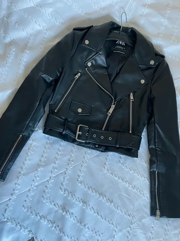 Veste Perfecto ZARA en similicuir ceinturée taille XS - photo numéro 15