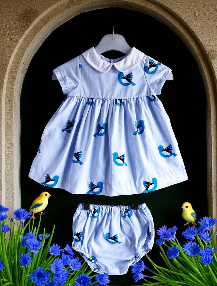 JACADI - ENSEMBLE 3P BÉBÉ FILLE - ROBE, CULOTTE & GILET MOTIF TOURTERELLES 6M - photo numéro 4