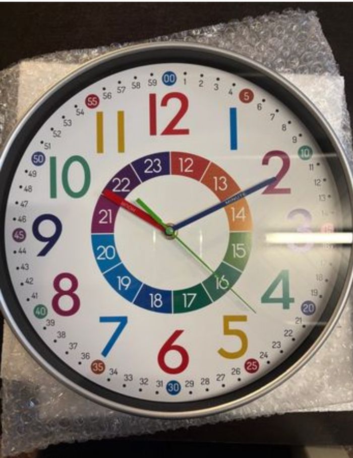 horloge  pédagogique LOT 2 objets horloge 24h NEUF 30cm ET RÉVEILS 12cm+-  24 heures double cadran - photo numéro 2